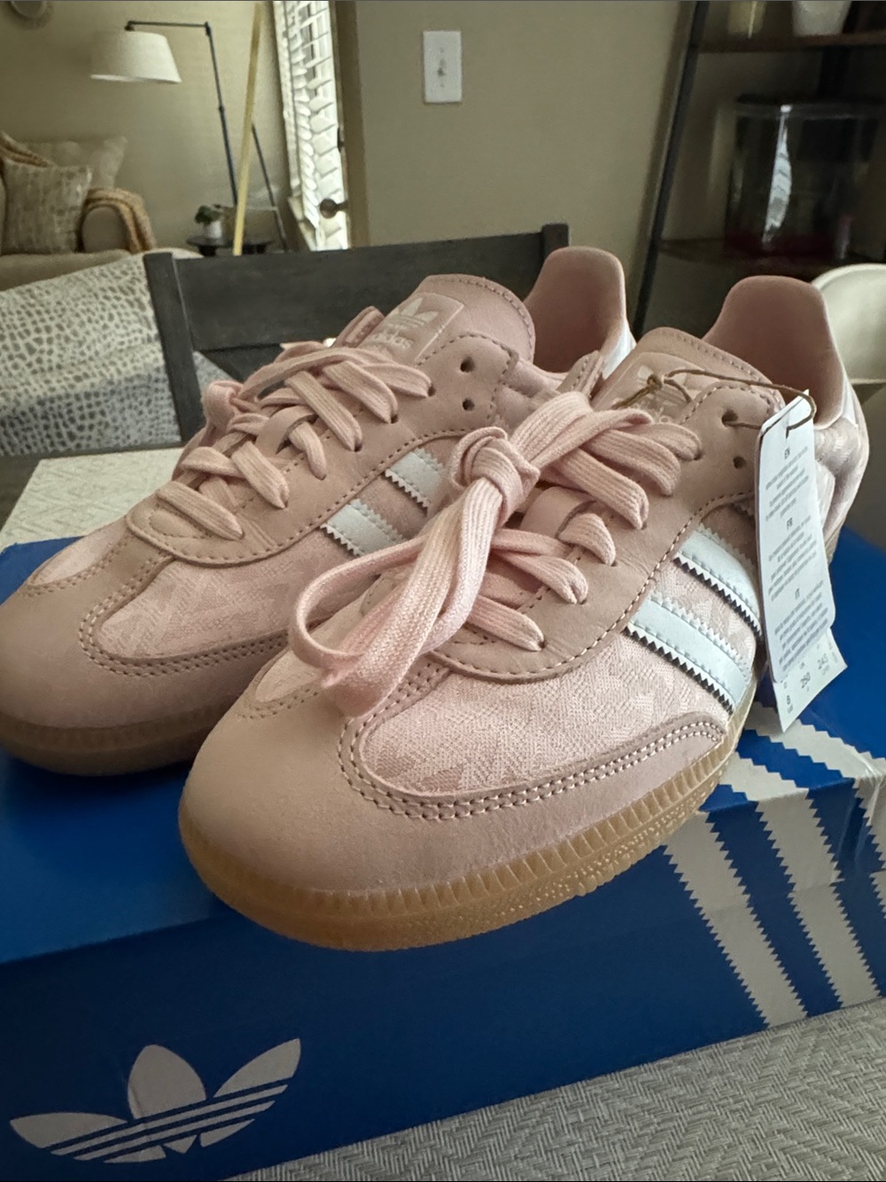 adidas Pink Samba-style Lace-Up Sneakers with White Stripes